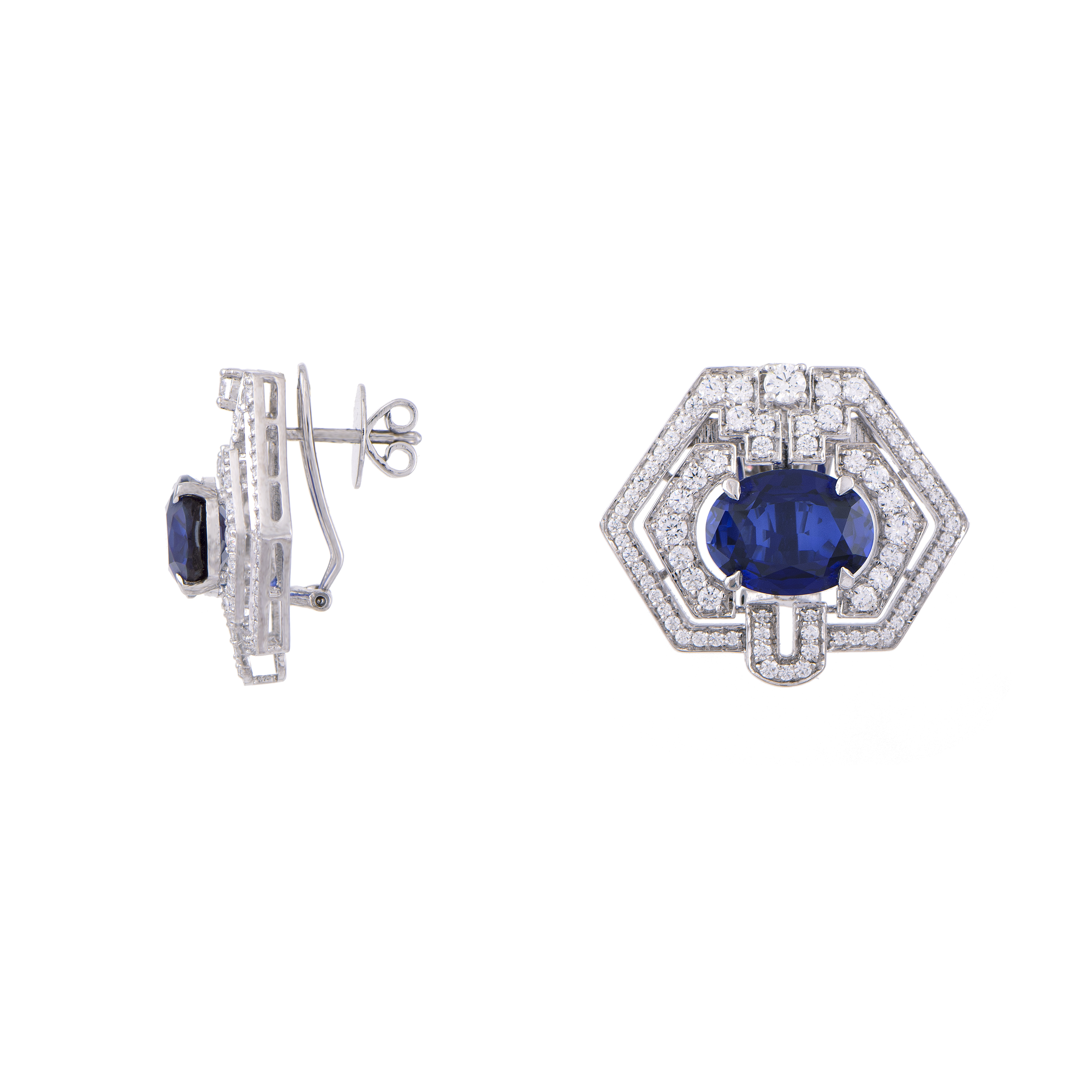 Geometric Egyptian Sapphire Studs